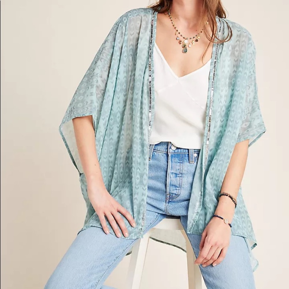 Anderson & Lauth Anthropologie Kimono with beaded trim